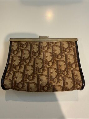 Dior Monogram Canvas Clutch with Metal Frame